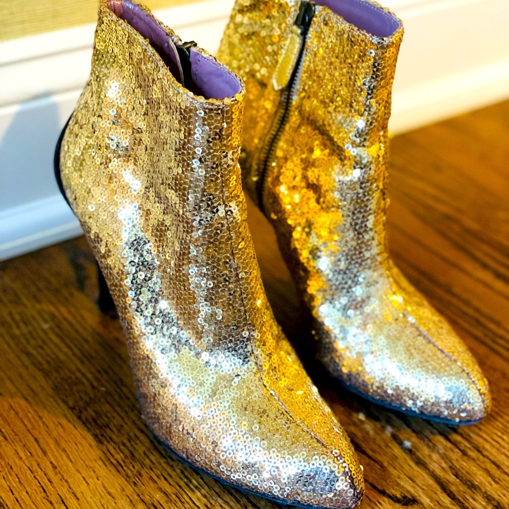 $695 Derek Lam Gold Sequin Booties - Size 38. Great Condition, Worn only twice!